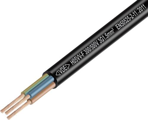 TRU COMPONENTS TC-14962184 Gummischlauchleitung H05VV-F 3 x 1.5 mm² Schwarz Meterware