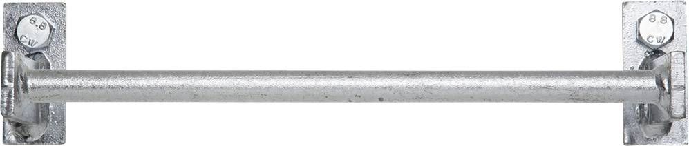 Ein Metall-Klimmzugstange mit Halterungen an jedem Ende, vorgesehen für die Wandmontage.