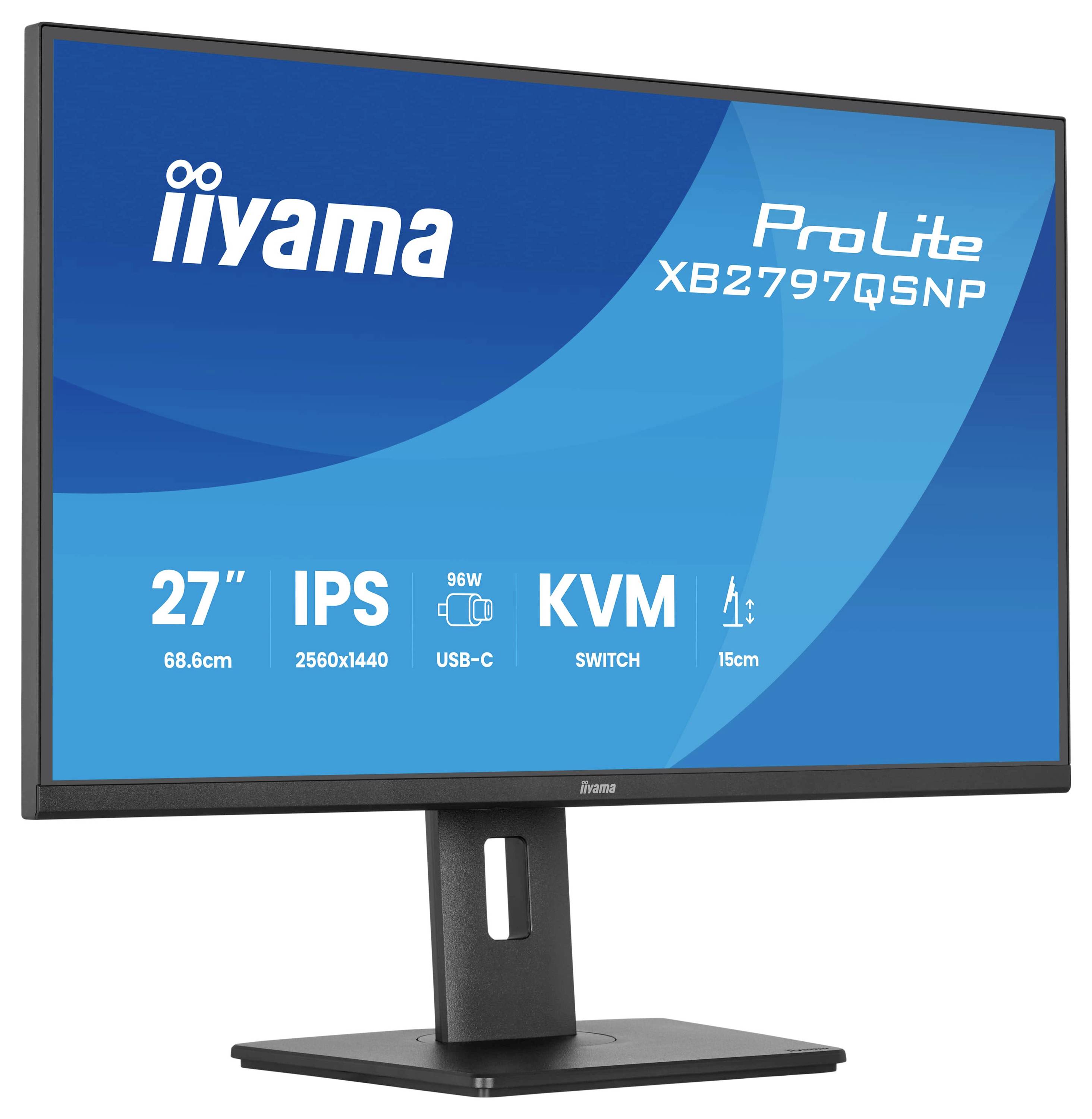 Das Bild zeigt einen iiyama ProLite XB2797QSNP Monitor mit einem 27