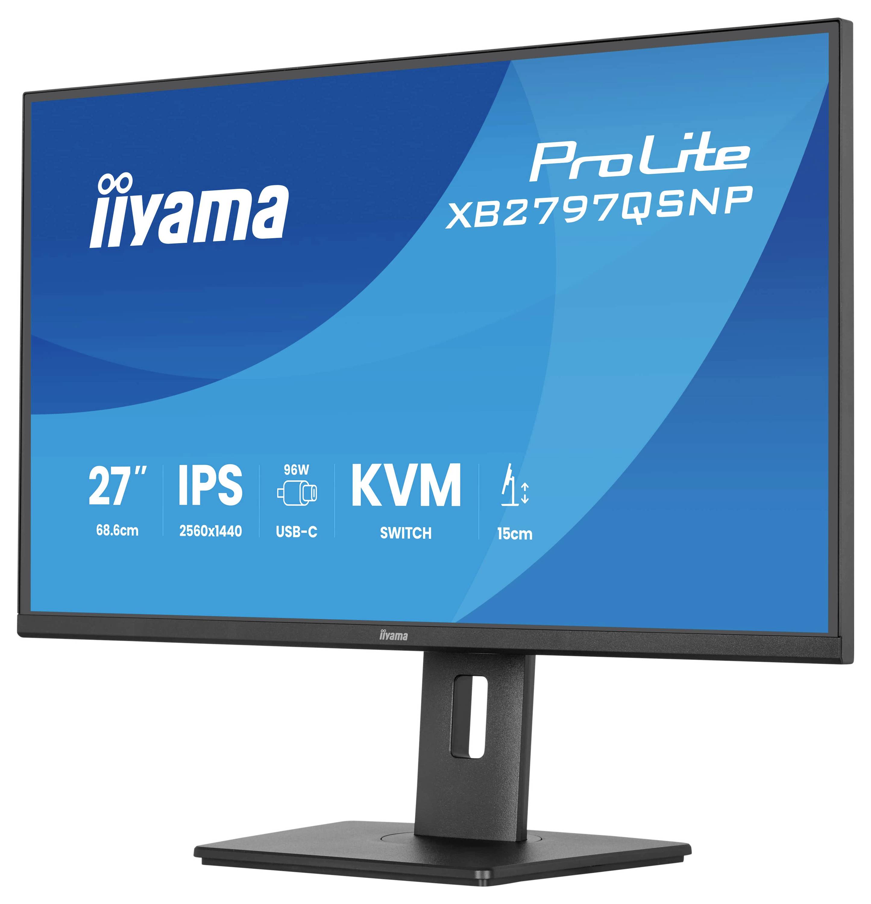 Ein Computermonitor mit der Anzeige „iiyama ProLite XB2797QSNP
