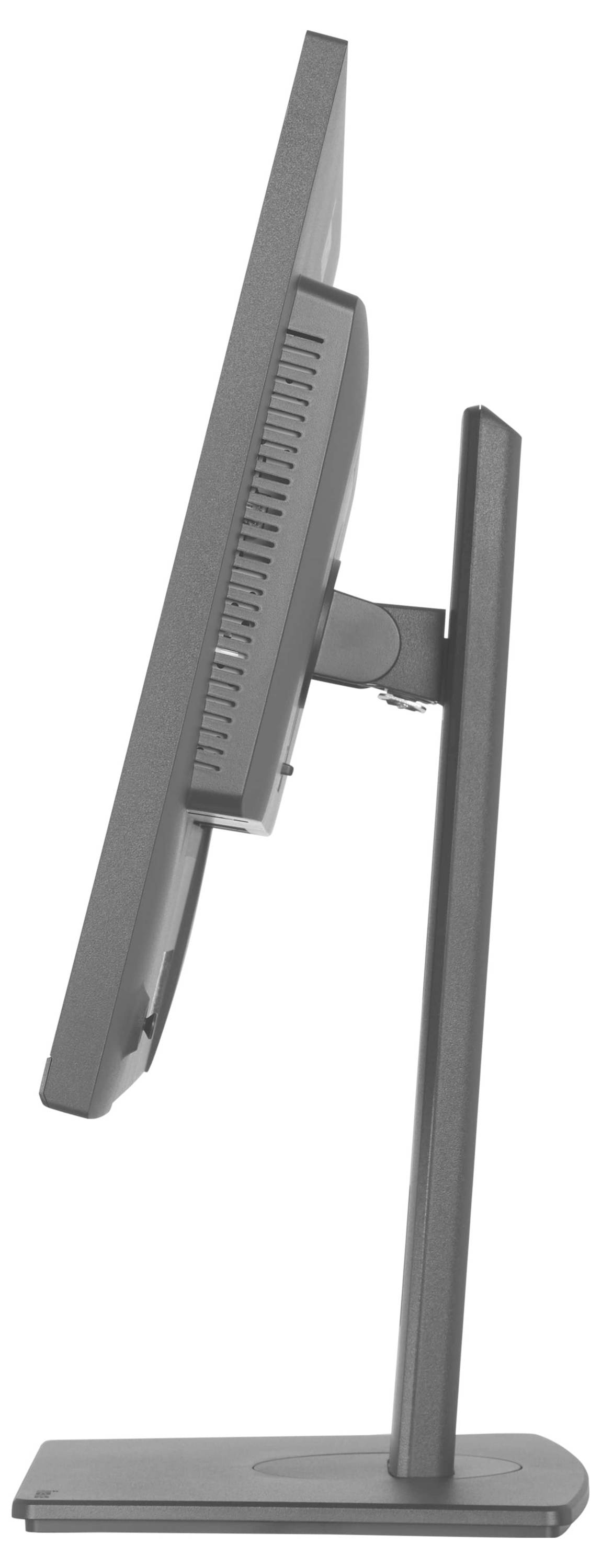 Ein schlanker, moderner Computermonitor wird von der Seite gezeigt, wobei sein dünnes Profil und sein elegantes Design hervorgehoben werden.