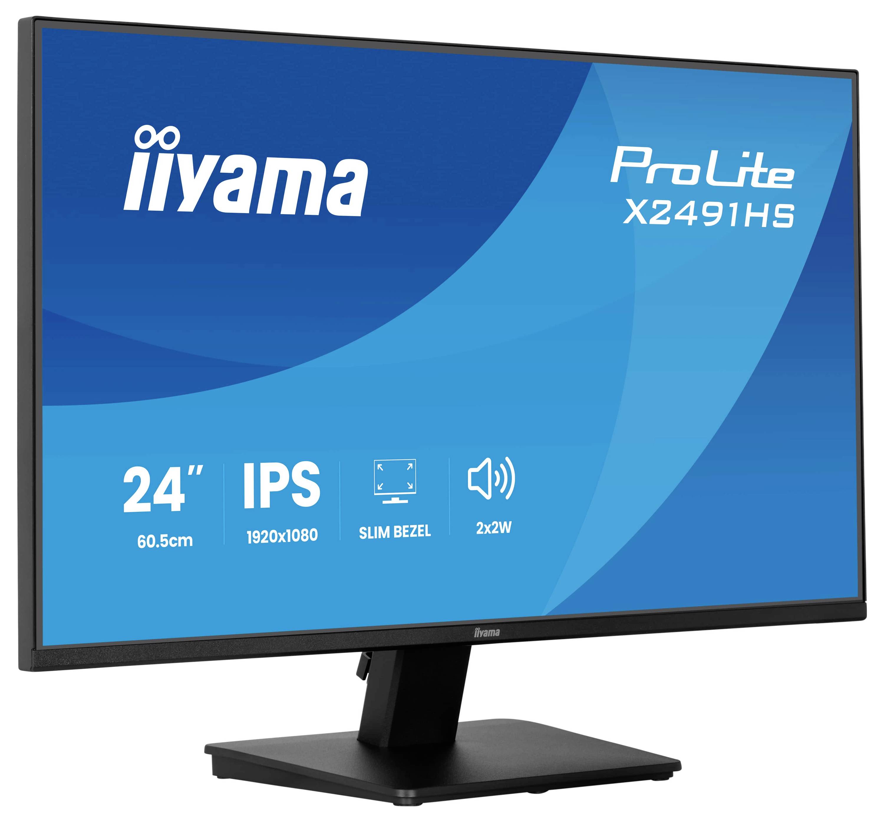 Monitor mit der Marke 'iiyama' und Modell 'ProLite X2491HS' mit folgenden Funktionen: 24
