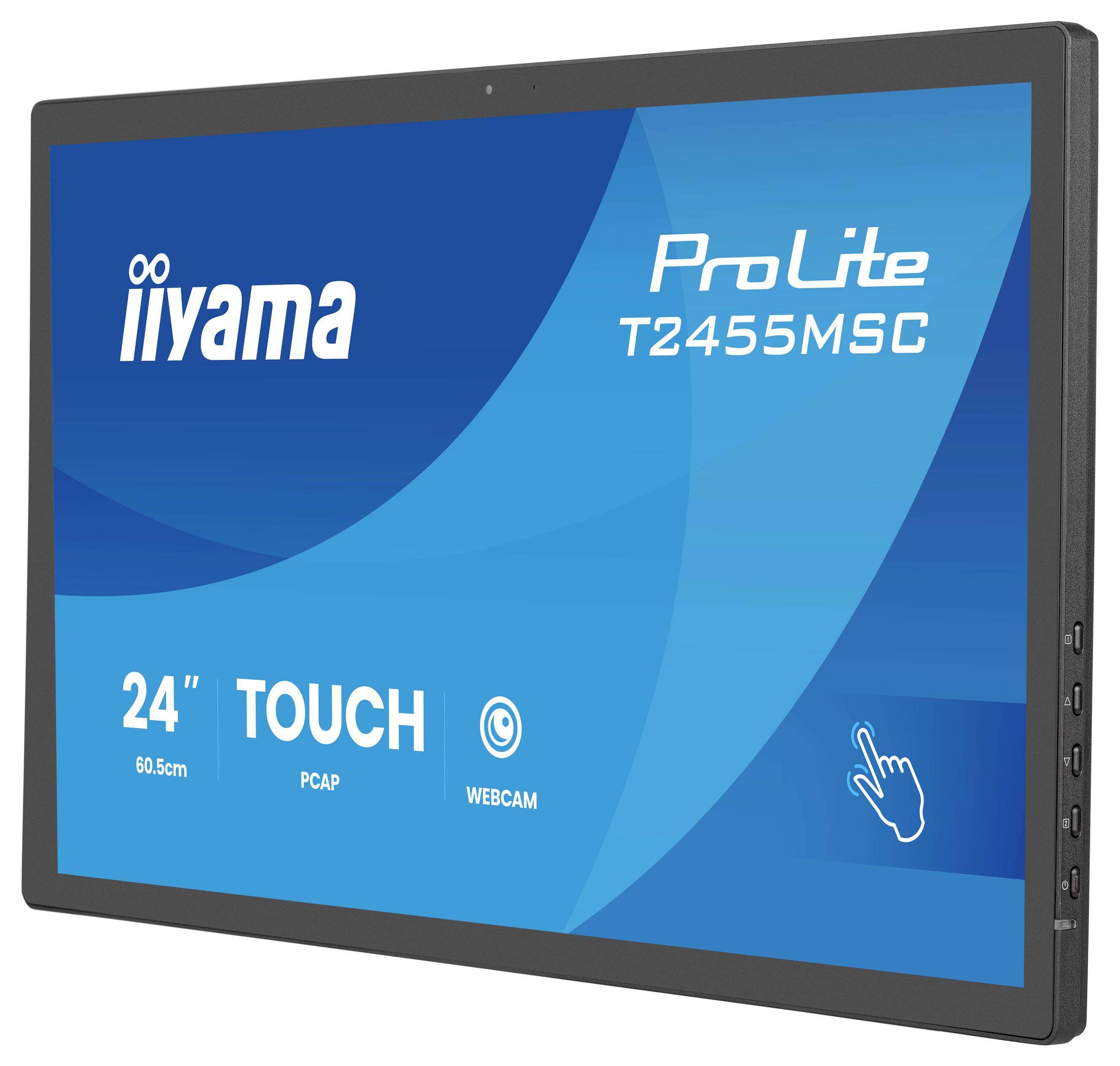 Iiyama ProLite T2455MSC 24-Zoll-Touchscreen-Monitor, PCAP-Technologie, integrierte Webcam; ideal für interaktive Anzeigenanwendungen.