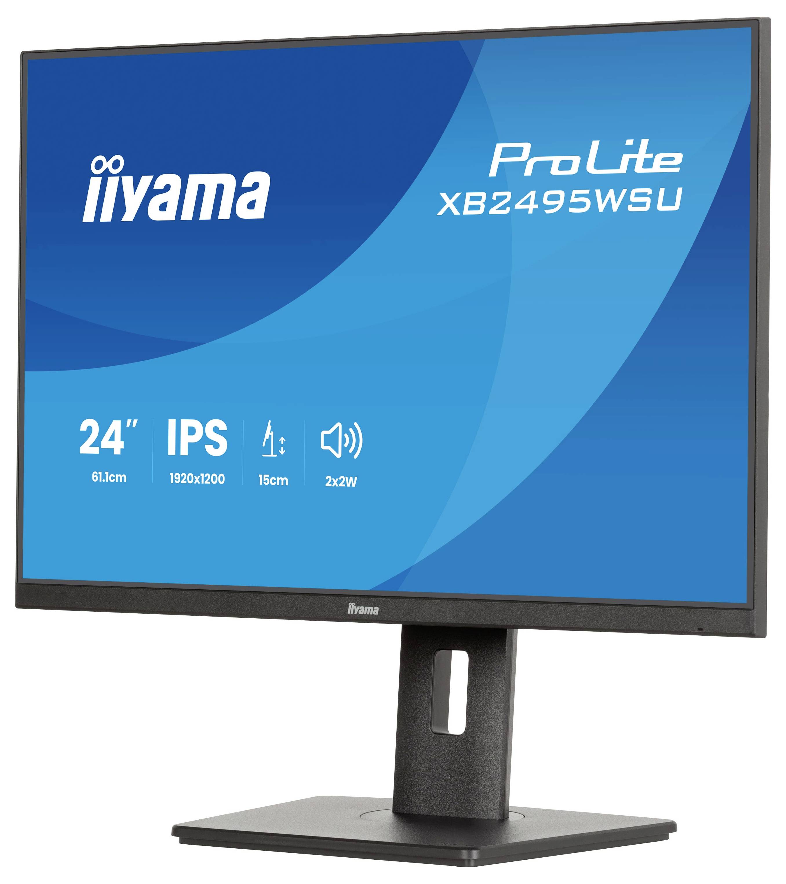 Ein Computermonitor zeigt das Logo „iiyama ProLite XB2495WSU