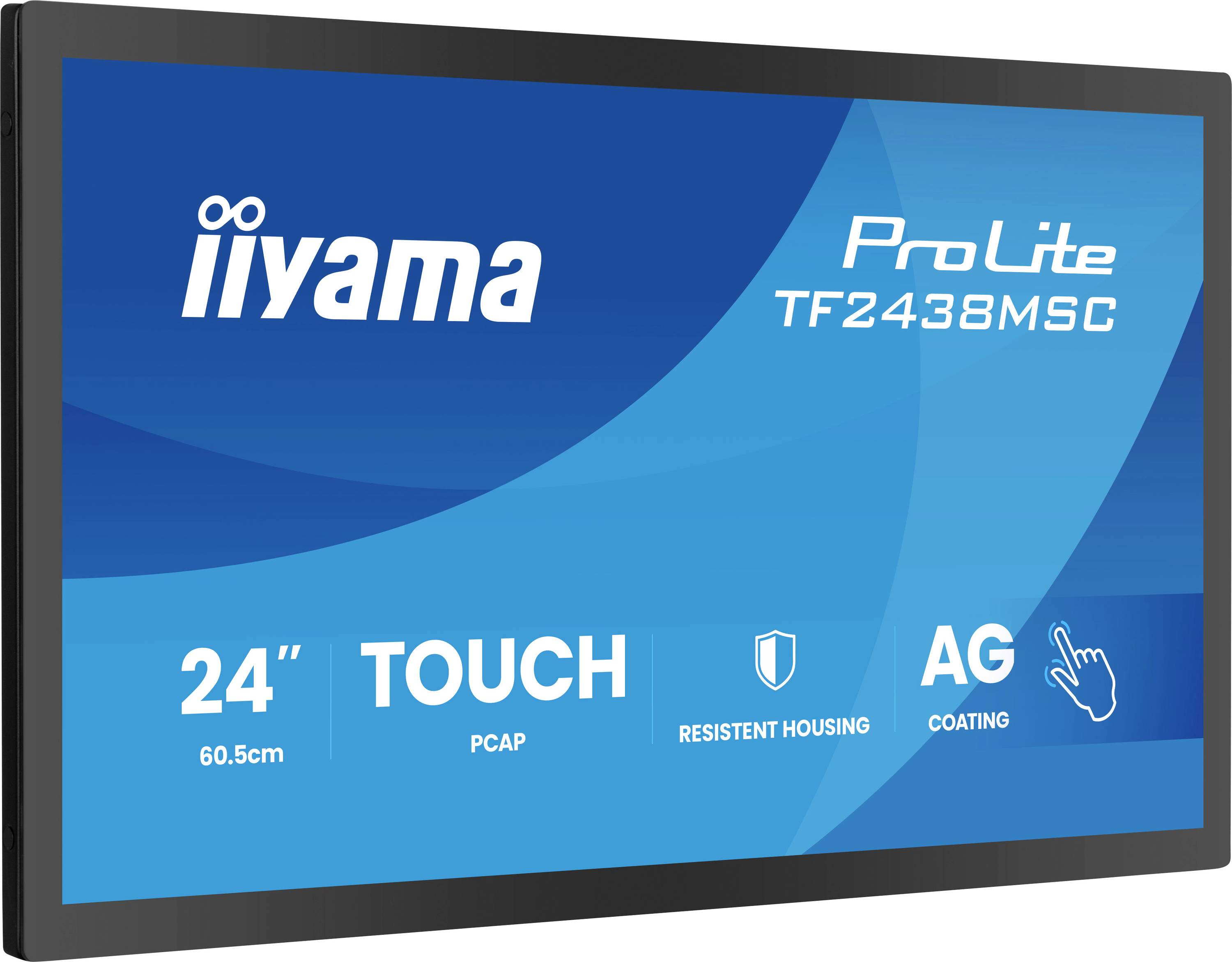 iiyama ProLite TF2438MSC 24-Zoll-Touchmonitor mit PCAP-Touch, robustem Gehäuse und AG-Beschichtung.