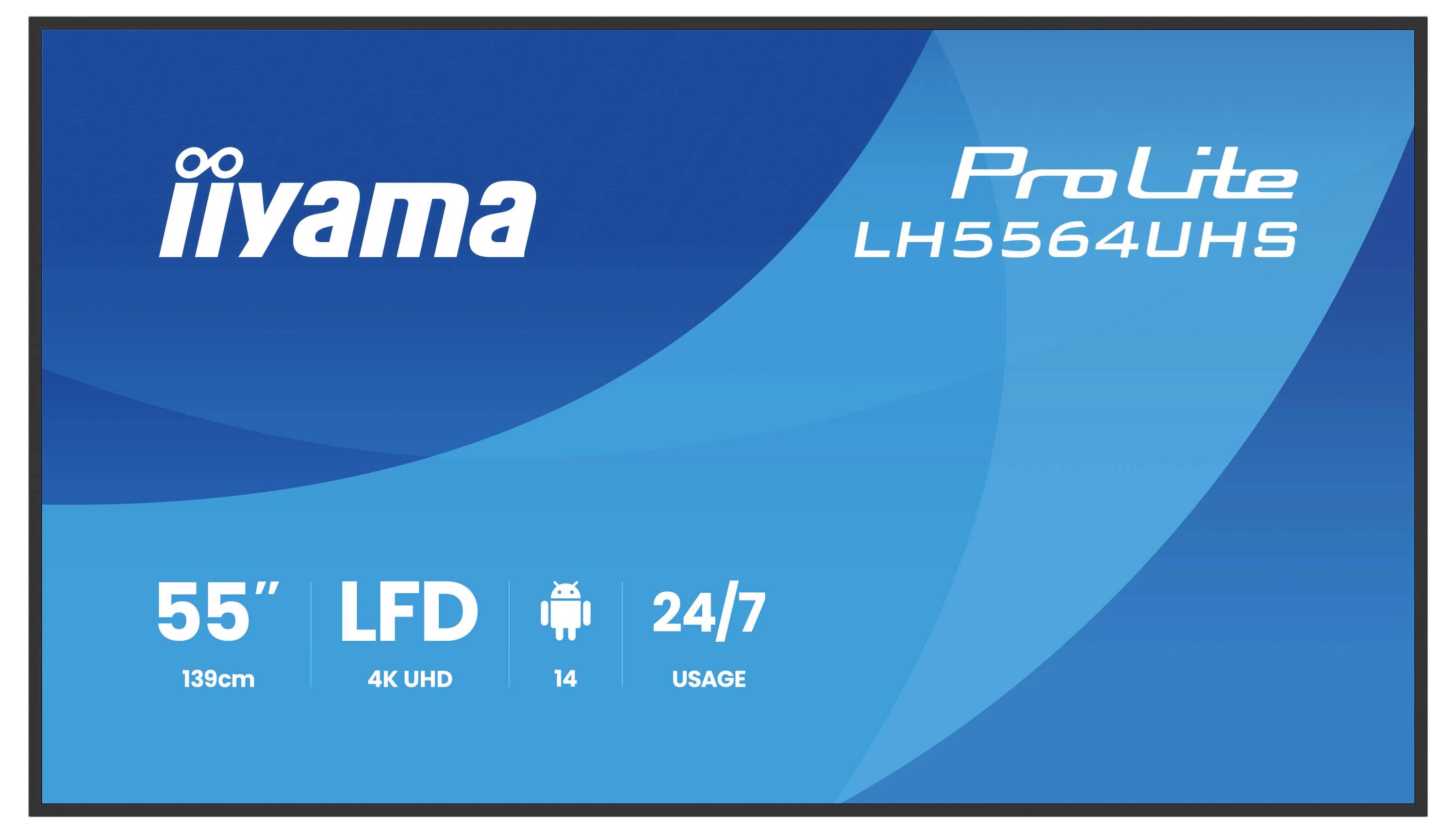„ProLite LH5564UHS" von Iiyama, ein 55-Zoll-4K-UHD-Großformatdisplay, das für den 24/7-Betrieb konzipiert ist.