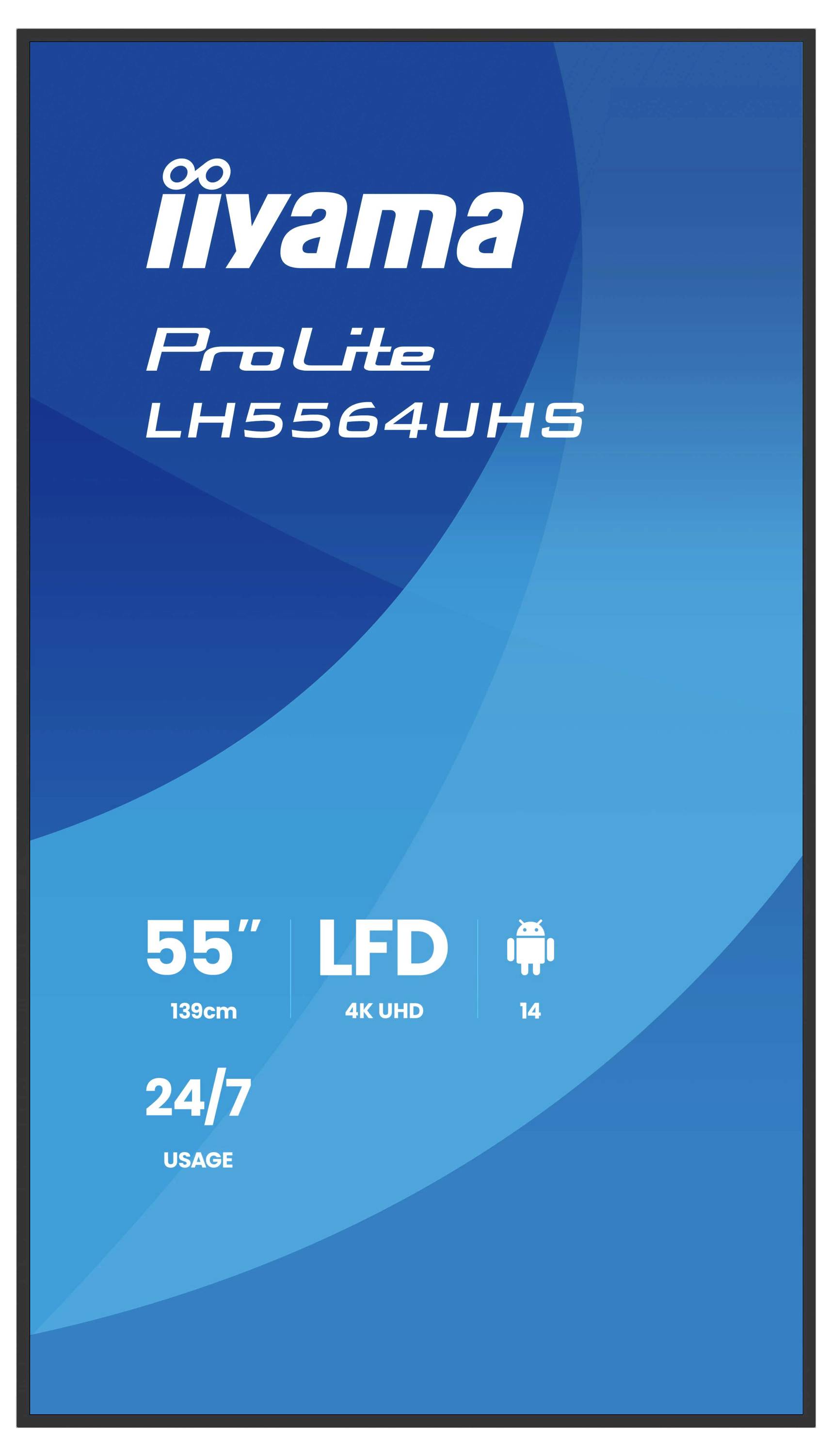 'iiyama ProLite LH5564UHS, 55"-Display, 4K UHD, LFD, Android 14, 24/7-Nutzungsfähigkeit.'