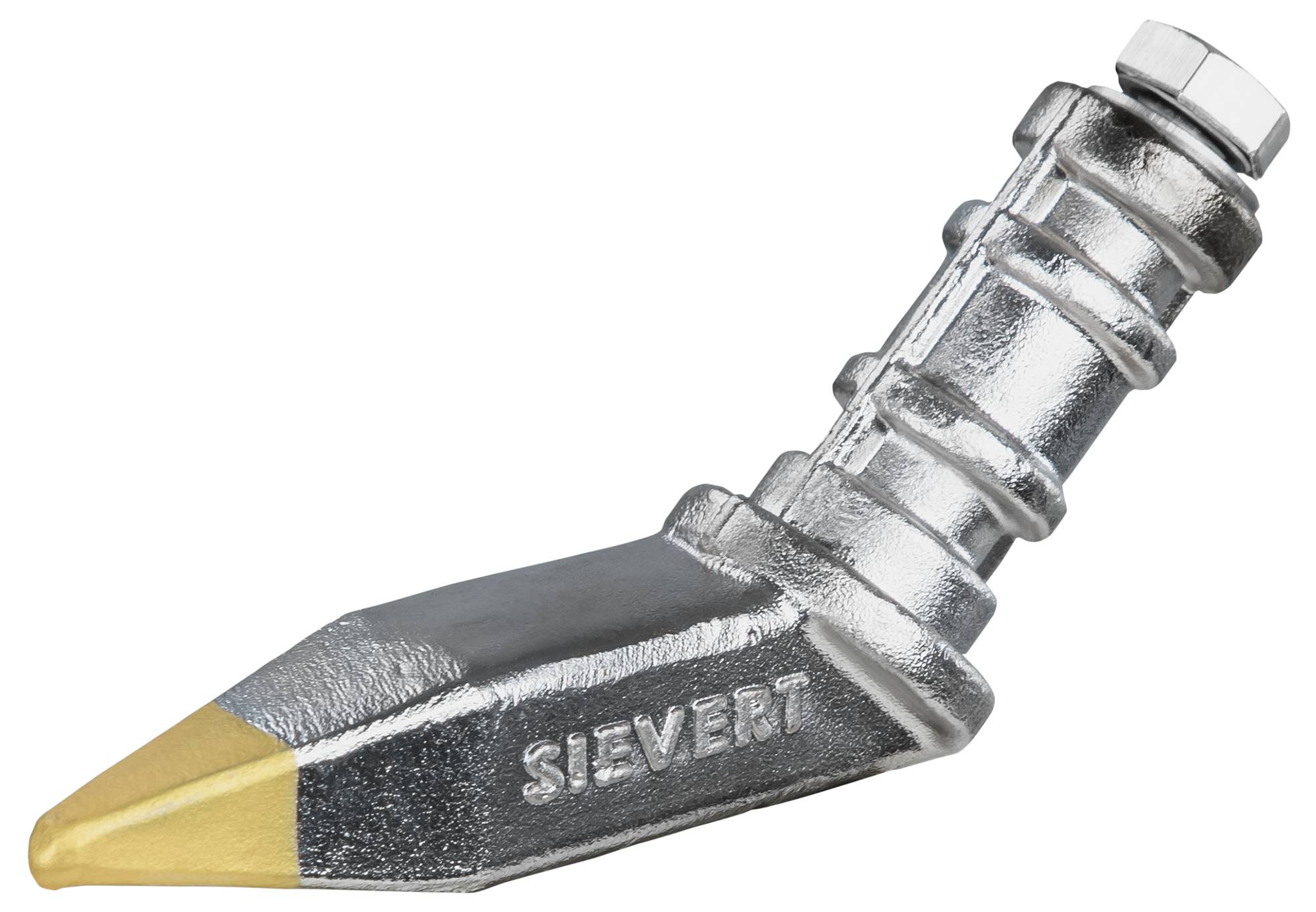 Metallische Lötkolbendüse mit Messingspitze, beschriftet mit 'Sievert', verwendet für präzise Heizanwendungen.