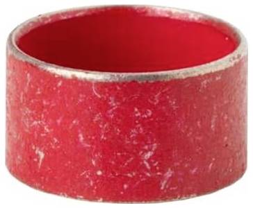 Ein rotes, zylindrisches, offenes Ring mit einer strukturierten Oberfläche.