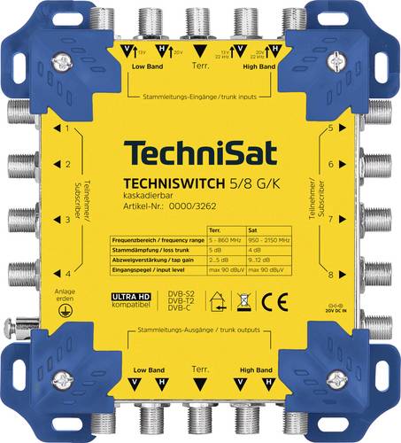 TechniSat TECHNISWITCH 5/8 G/K SAT Multischalter Eingänge (Multischalter): 5 (4 SAT/1 terrestrisch)