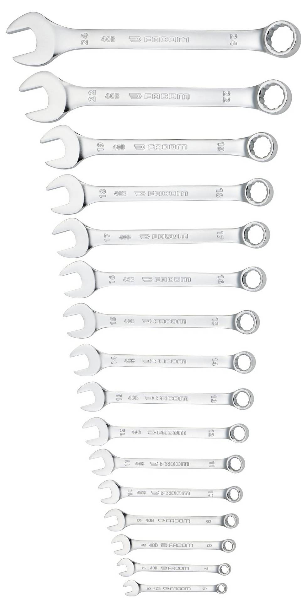 Ein Tablett mit verschiedengroßen Stecknüssen, die in Reihen nach Größe organisiert sind und von 5/32 bis 1 Zoll reichen, geeignet für mechanische Arbeiten.