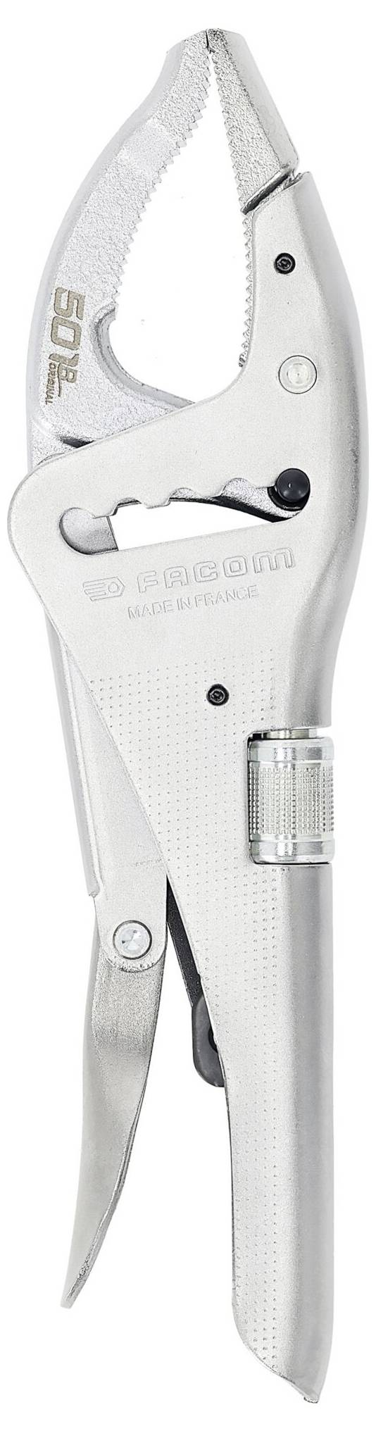 Ein Silber-Universalmesser mit ausfahrbarer Klinge und dem Markennamen 