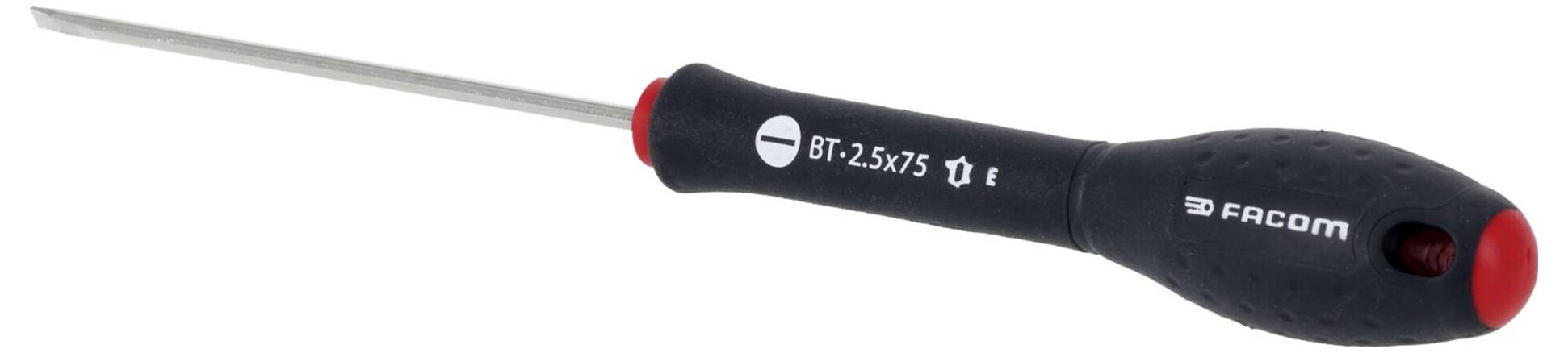 Verstellbarer Schraubenschlüssel mit schwarzen und roten Gummigriffoberflächen, silberner metallischer Oberfläche, mit der Aufschrift 'FACOM' in der Nähe des Scharniers gekennzeichnet.