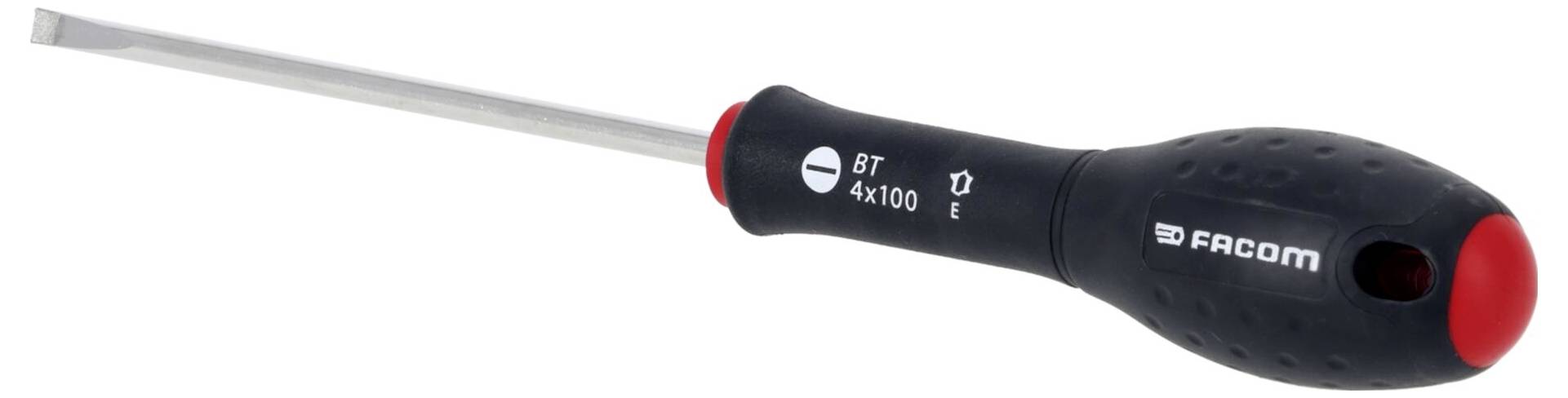 Eine rote Kunststoff-Werkzeugkiste mit Griff, Marke 'FACOM'.