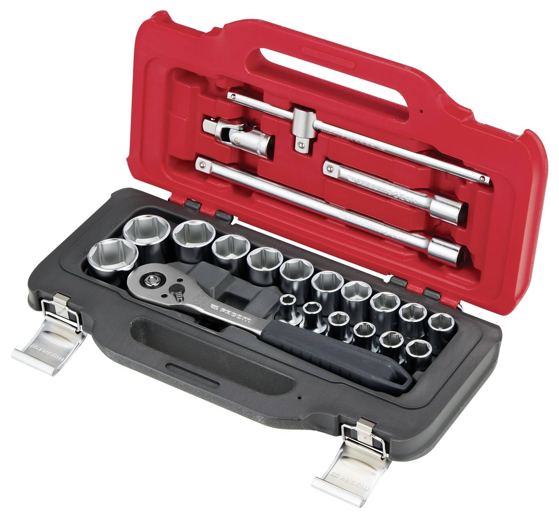 Ein Bauarbeiter, der einen Schutzhelm und eine Sicherheitsweste trägt, verwendet ein Laserniveau, um hölzerne Rahmenkonstruktionen in einem sich im Bau befindlichen Gebäude zu messen.