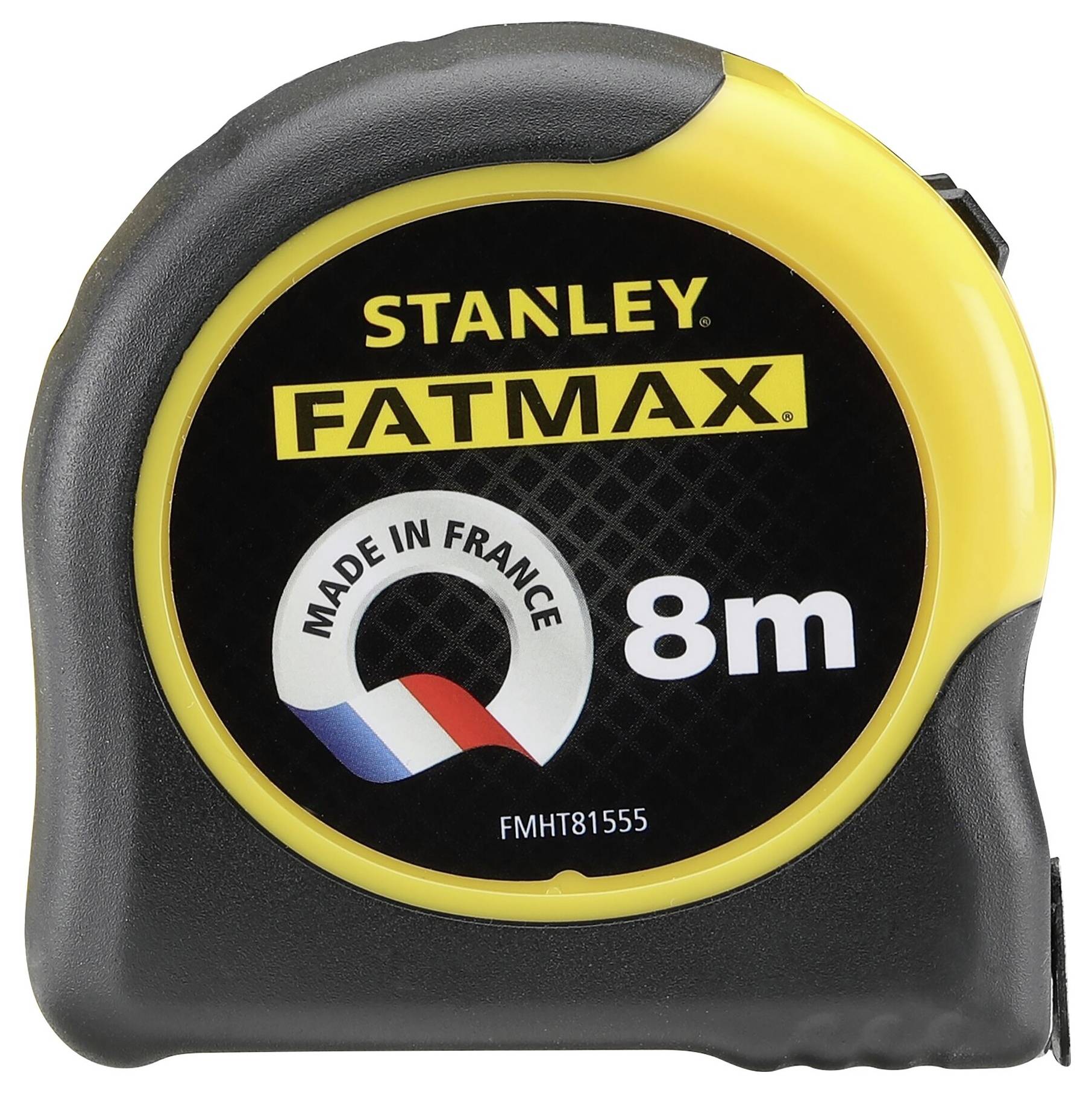 Eine Person mit Handschuhen hält den Griff eines gelben Rasentrimmers auf einer Grünfläche.