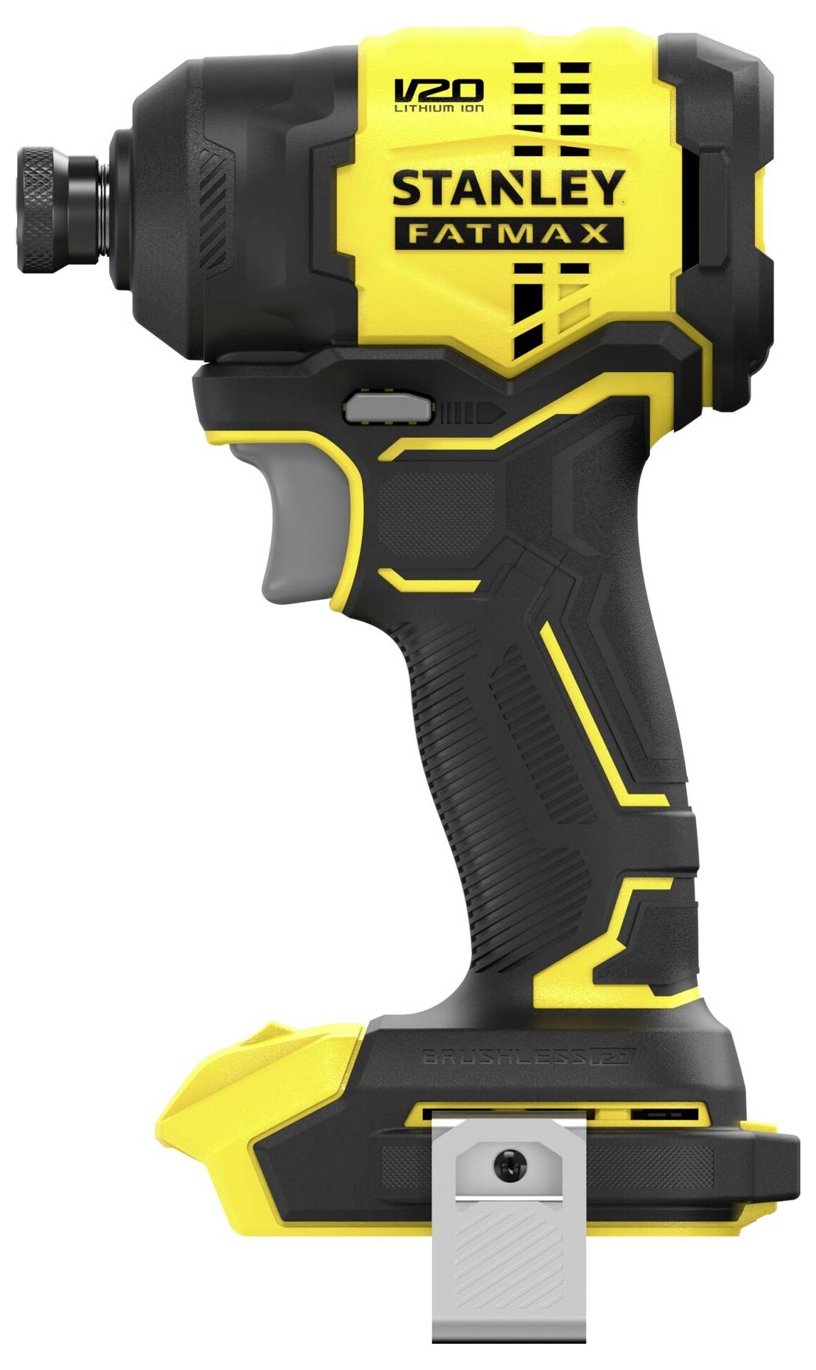 STANLEY FatMax V20 Schlagschrauber in Gelb und Schwarz, mit Lithium-Ionen-Technologie für verbesserte Effizienz und Langlebigkeit.