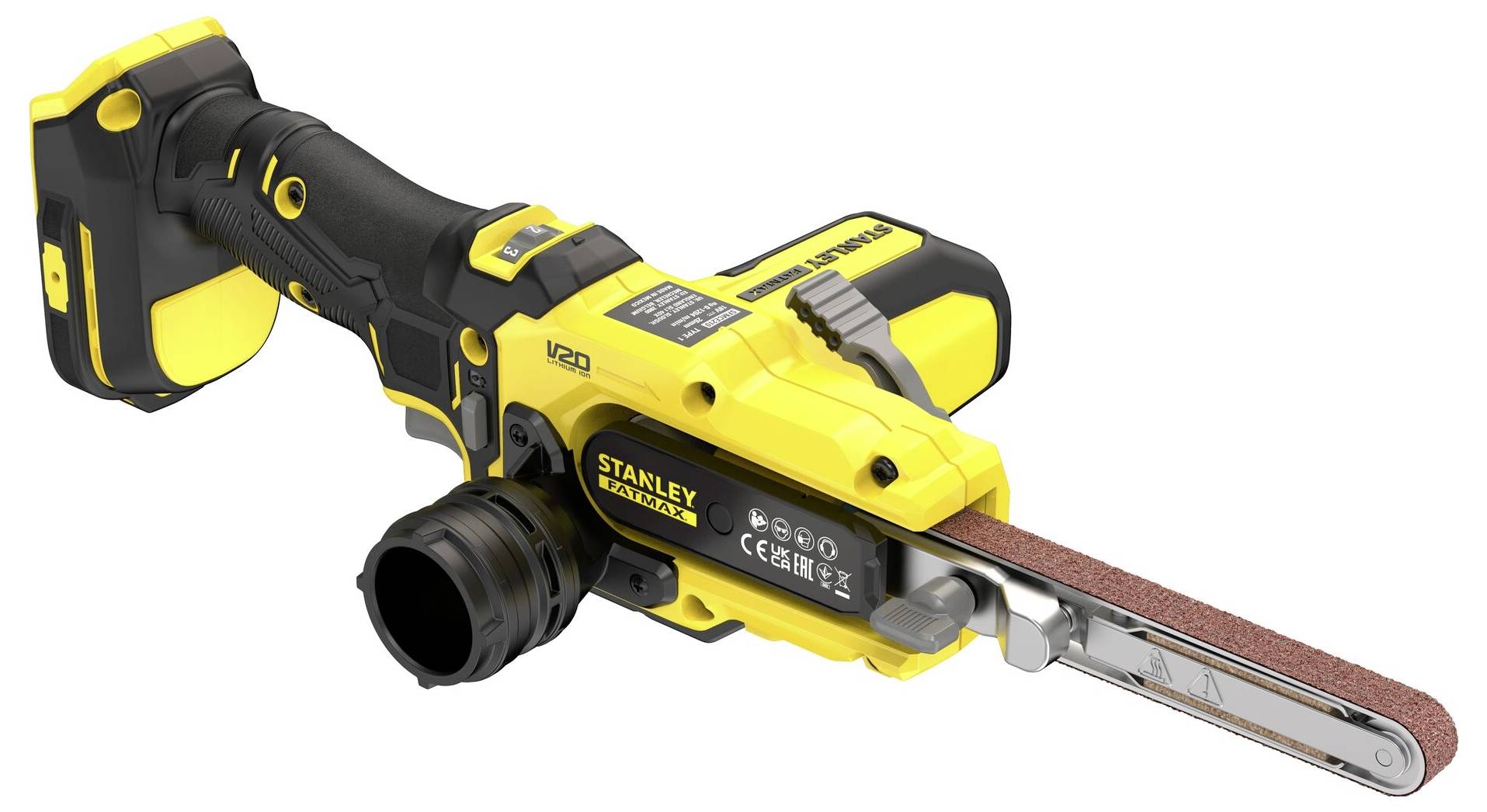 Ein gelbes und schwarzes Elektrowerkzeug mit der Aufschrift 