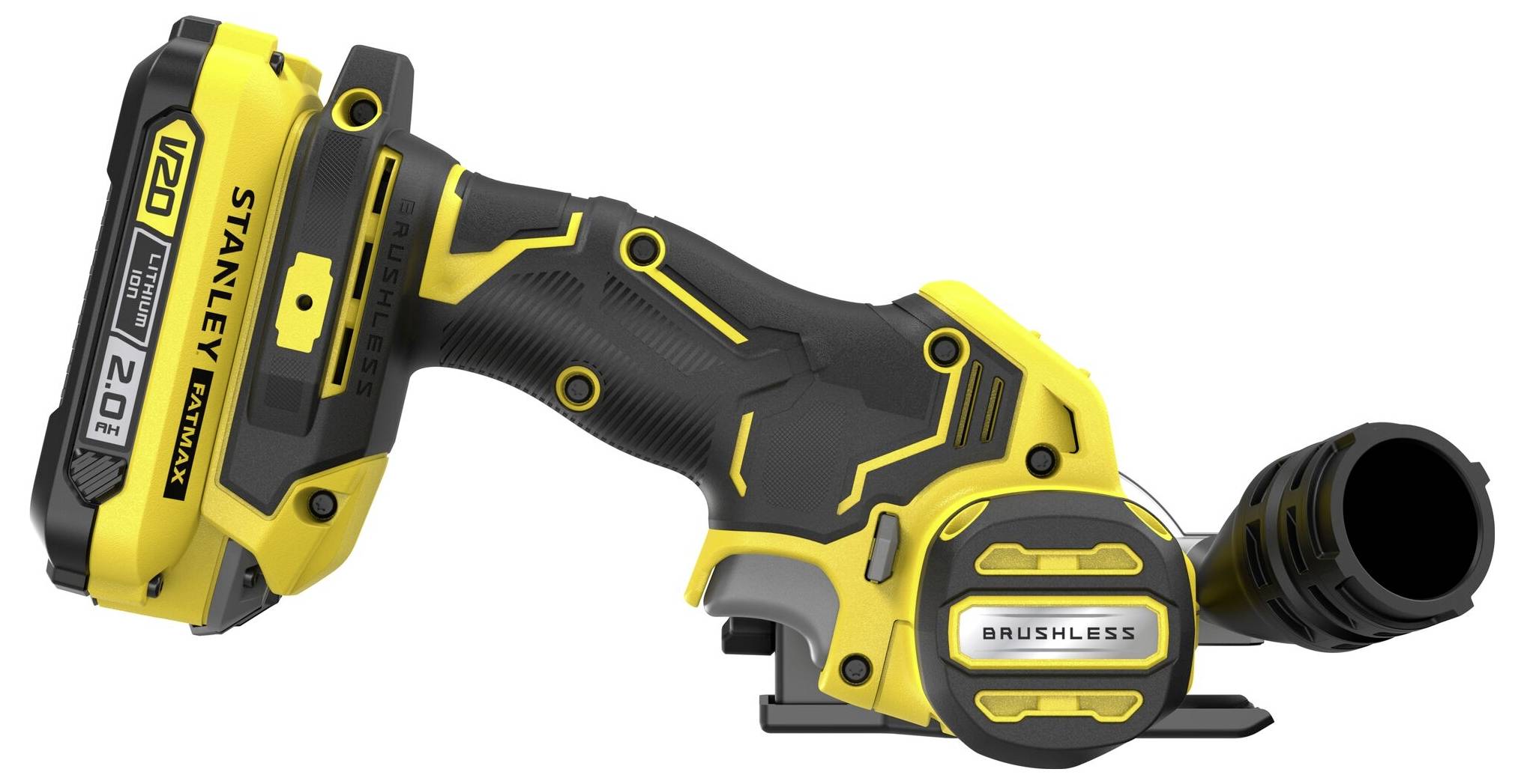 Ein gelber und schwarzer akkubetriebener Elektroschrauber mit 