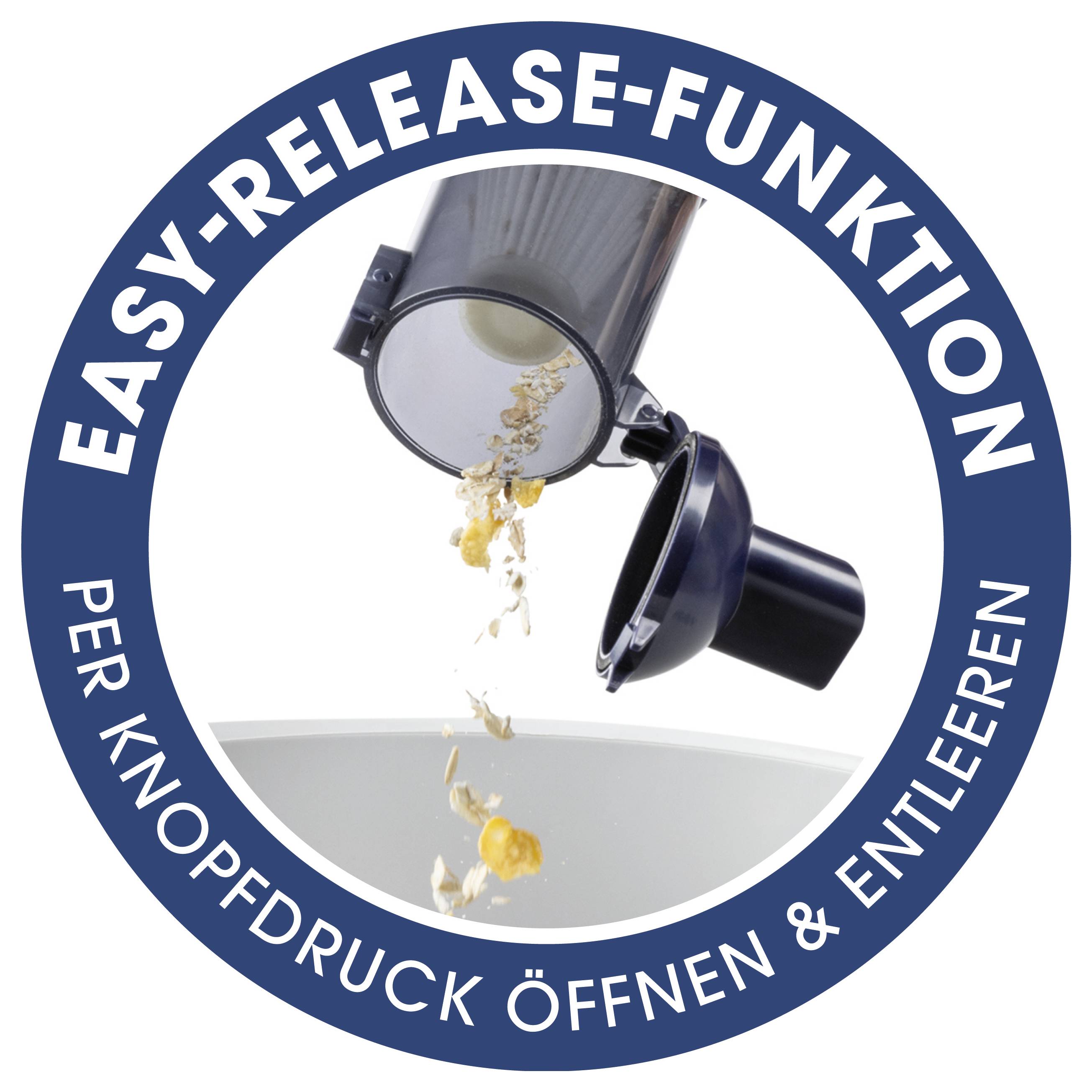 „EASY-RELEASE-FUNKTION per Knopfdruck öffnen & entleeren