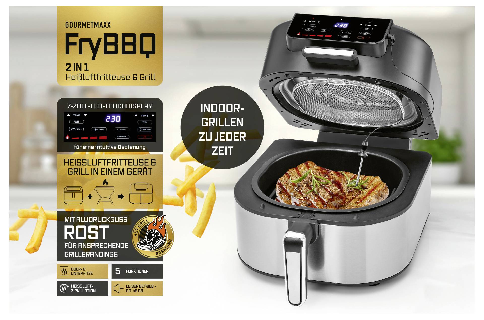 GourmetMaxx Heißluft-Fritteuse 5 l 2000 W
