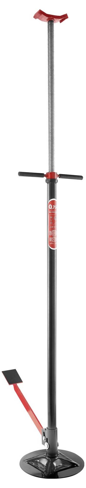 Ein langer Sprungstab mit schwarzem Hauptkörper, rotem Griff und Fußstütze, zum Hüpfen konzipiert.