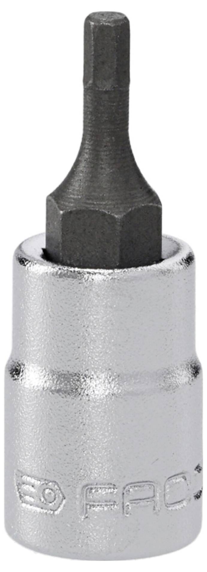 Ein Innensechskant-Steckschlüssel mit metallischem Körper und sechskantigem Kopf, verwendet zum Anziehen oder Lösen von Innensechskantschrauben.