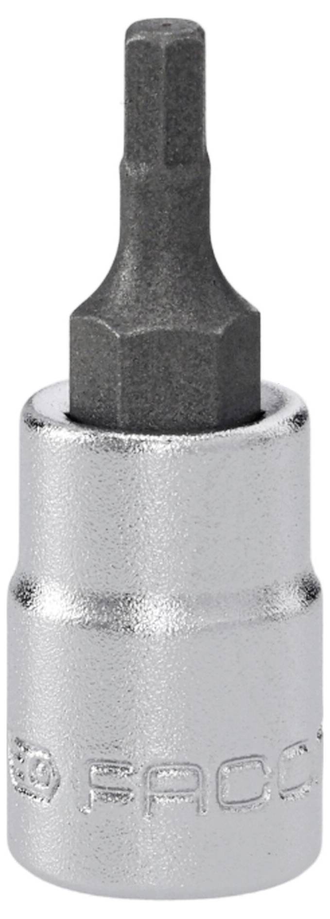 Eine Innensechskant-Stecknuss mit Chromoberfläche, gekennzeichnet mit „FACOM