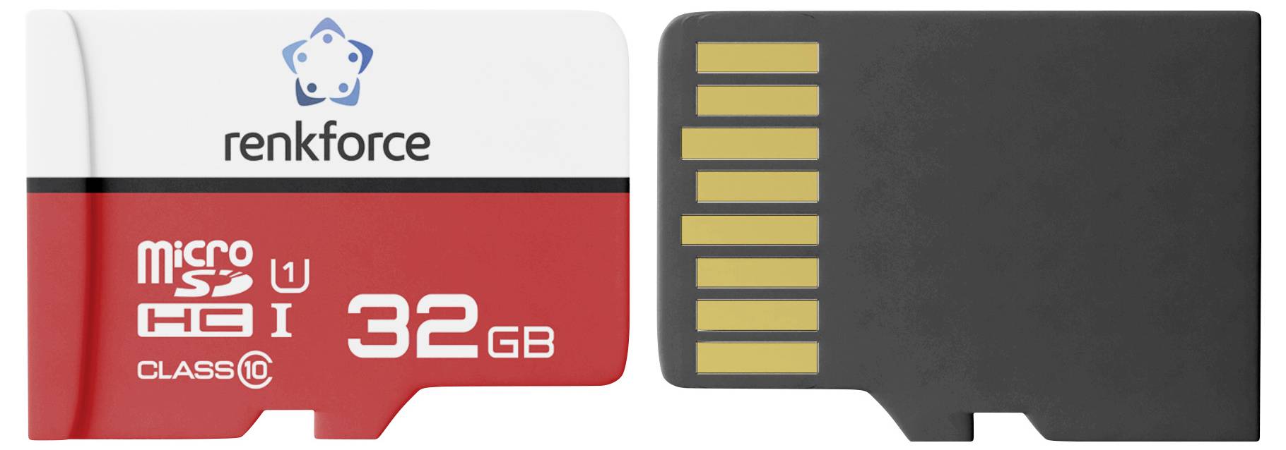 Eine Micro-SD-Speicherkarte mit der Bezeichnung „renkforce