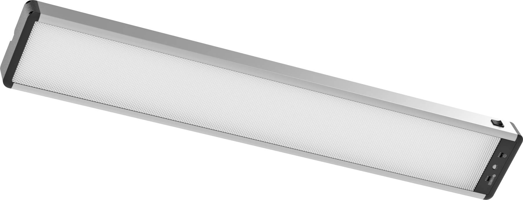 Eine elegante, rechteckige LED-Leuchte mit silbernem Rahmen und weiß diffusierendem Panel, entworfen für die Deckenmontage in modernen Innenräumen.