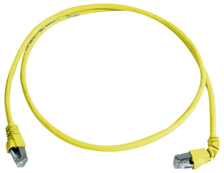 Telegärtner 100008018 RJ45 Netzwerkkabel, Patchkabel CAT 6a S/FTP 0.5m Gelb Flammwidrig, mit Knickschutztülle 1St.