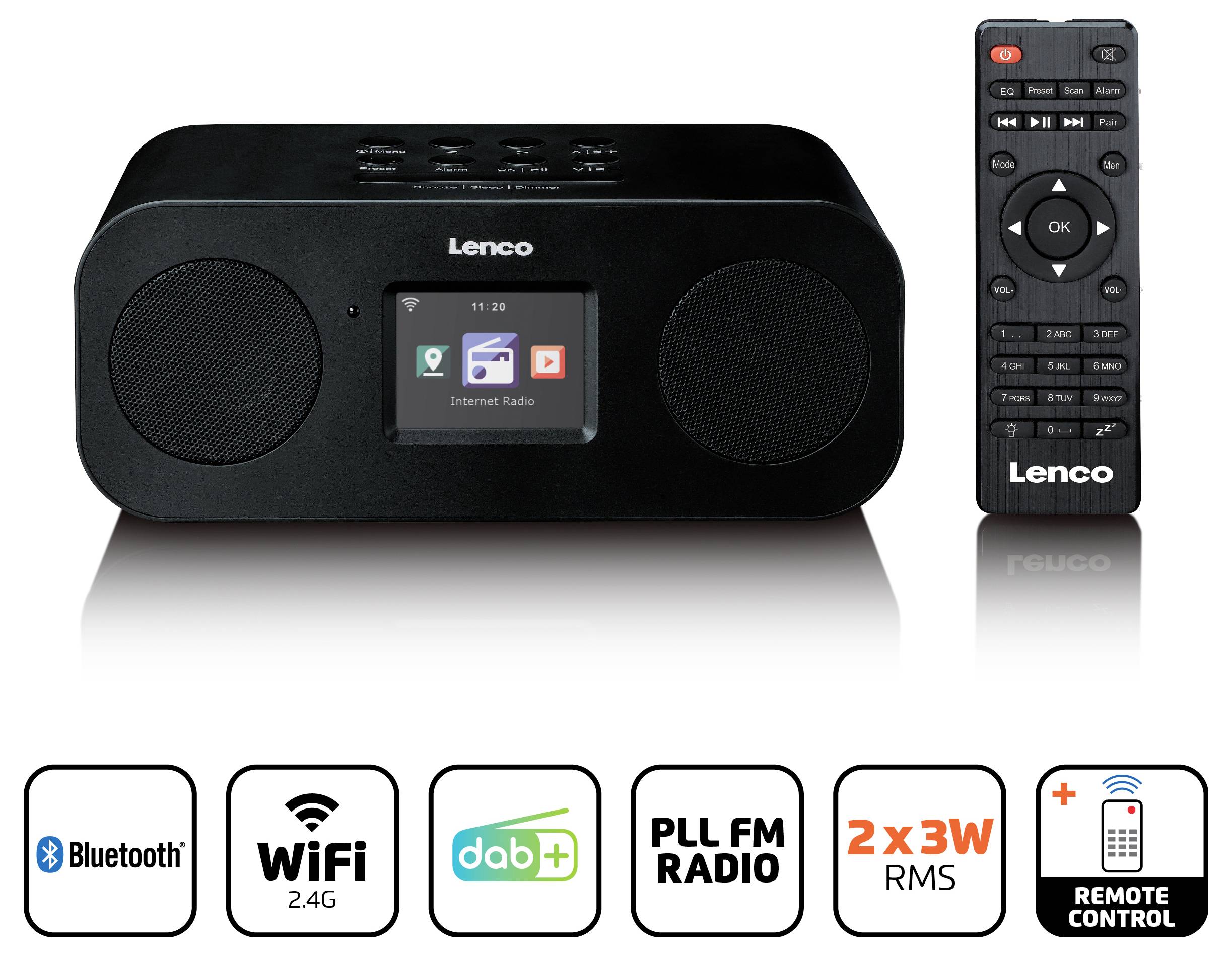 Tragbarer schwarz-roter Lautsprecher mit zwei großen kreisförmigen Treibern und LED-Beleuchtungseffekten rund um die Lautsprecher.