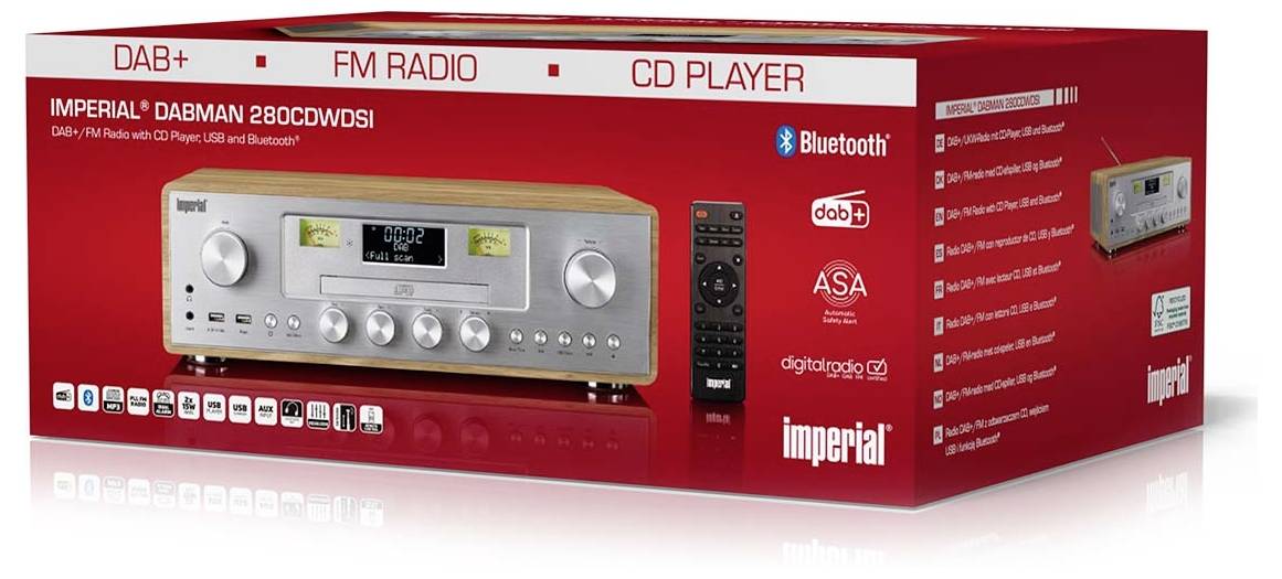Imperial DABMAN 280CD Tischradio DAB+, UKW DAB+, CD, Bluetooth®, USB Silber