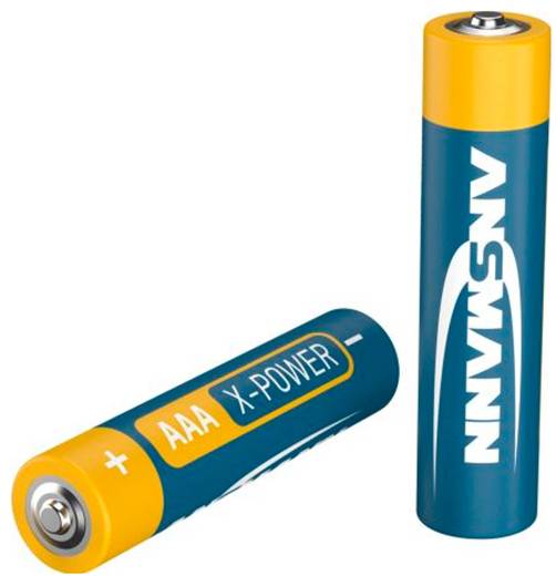 Two AA Energizer batteries, one upright and one lying down, with yellow and blue labels on a white background.