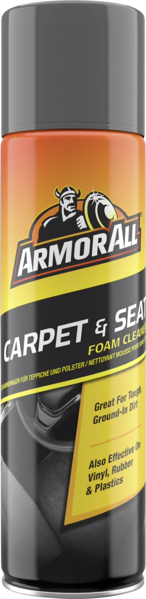 Armor All Teppich- & Polster-Schaumreiniger Spraydose, schwarz-orange Etikett, zum Reinigen von Autopolstern und Teppichen.