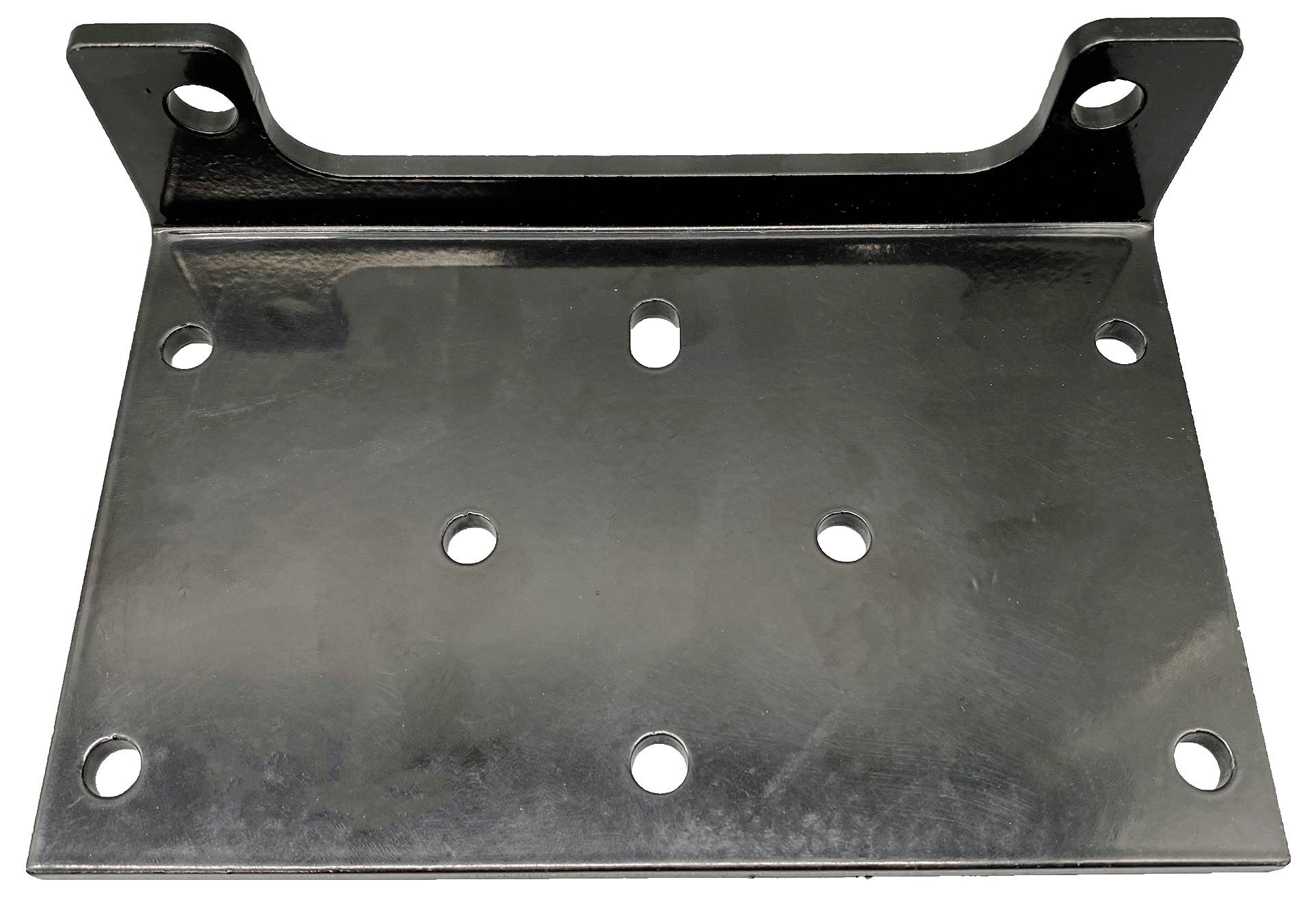 Tragbares Crimpwerkzeug mit roten und blauen Griffen, umgeben von austauschbaren Kabelstanzköpfen auf weißem Hintergrund.