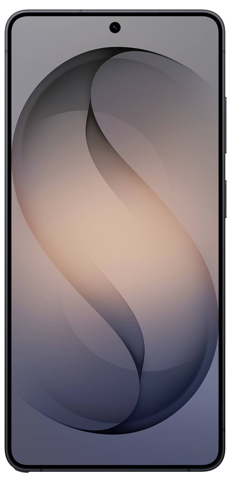 Ein elegantes Smartphone mit einer zentralen Lochkamera auf einem Farbverlauf-Hintergrund-Display, das ein abstraktes 