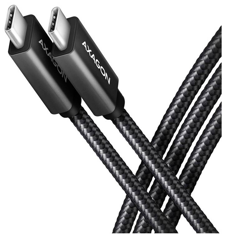Zwei schwarze geflochtene USB-C-Kabel mit abgewinkelten Steckern mit der Bezeichnung „AAGON