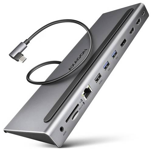 Axagon HMC-4KX3 USB 5Gbps hub, 3x USB-A, 2x HDMI, DP, RJ-45, SD/
