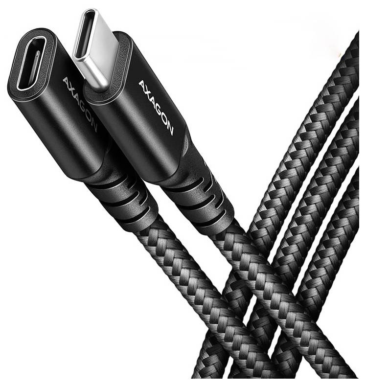 Zwei schwarze geflochtene USB-C-Ladekabel mit ALACON-Anschlüssen auf weißem Hintergrund.