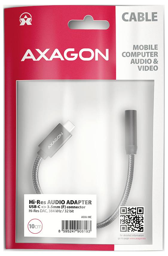 AXAGON USB 2.0 Adapter [1x USB-C® USB 2.0 - 1x Kopfhörer-Buchse] ADA-HC 10cm