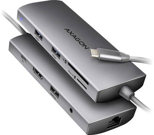 AXAGON HMC-8HLSA USB-Hub 8 Port USB-C® PD, USB-A (USB 3.2 Gen 1), Audio, 2.0 (3.5 mm Klinke), SD, U