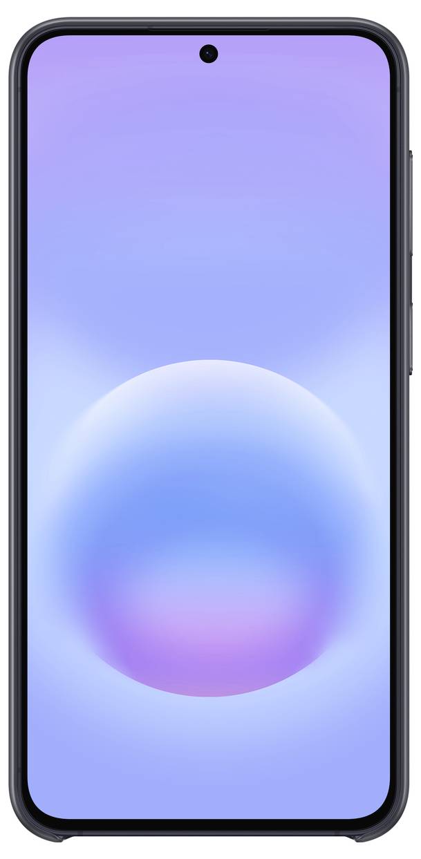 Vorderansicht eines Smartphones mit blau-violettem Gradient-Hintergrundbild und zentrierter Lochkamera.