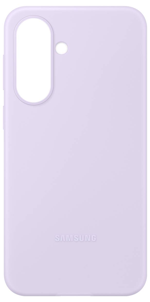 Hellviolette Samsung-Handyhülle mit großem vertikalem Kameraausschnitt und kleiner Blitzöffnung oben.