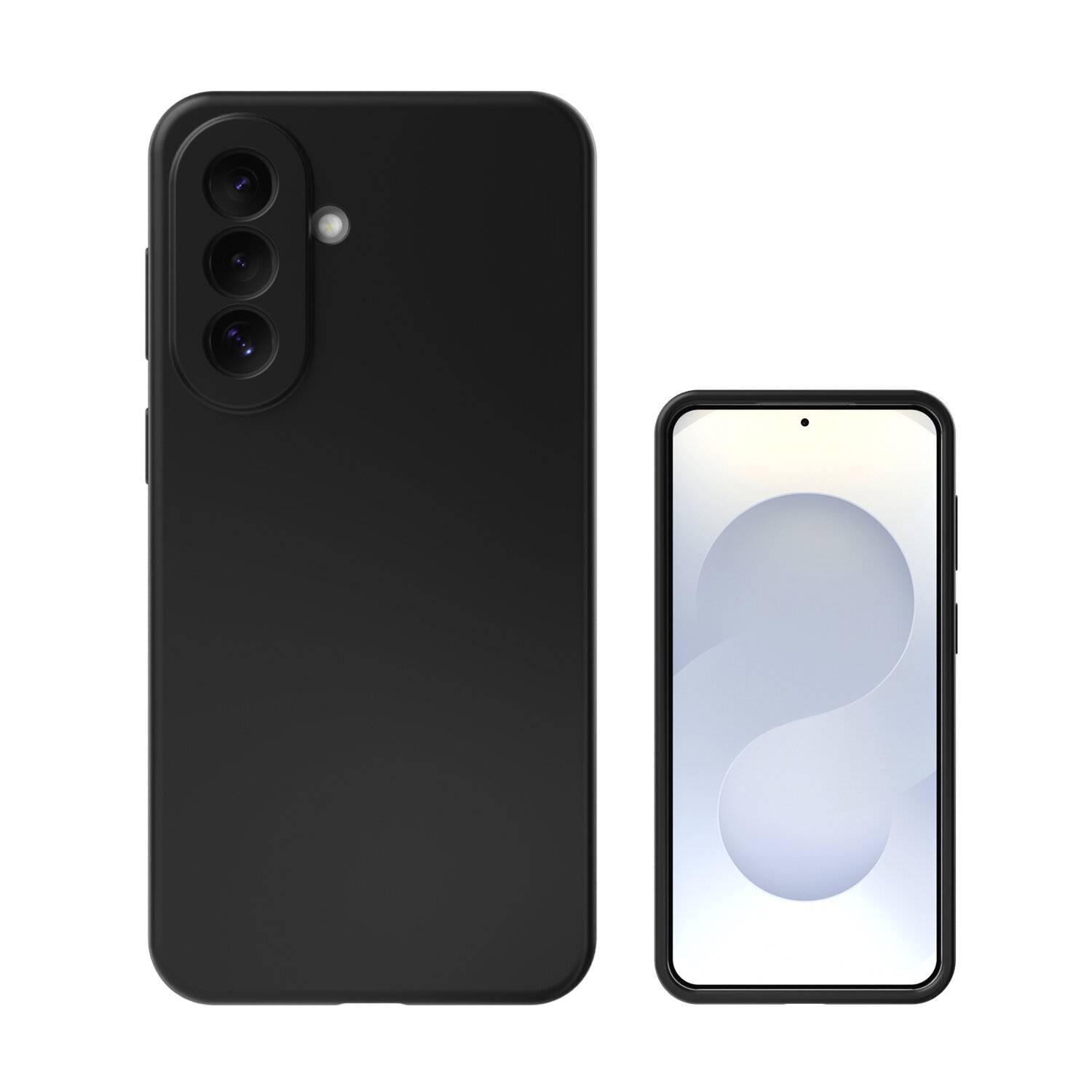 Seitenansicht eines schwarzen Smartphones mit den Seitentasten und einem kleinen Kamerawölbung in der Nähe der oberen Kante.