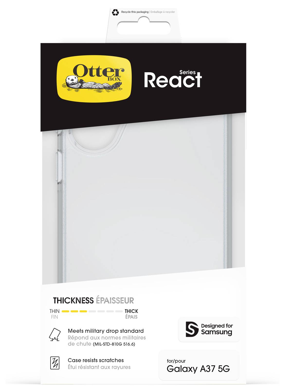 OtterBox React Series durchsichtige Handyhülle für Samsung Galaxy A37 5G, dünnes Design, Schutz bei Militärsturztests