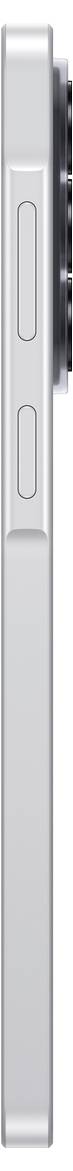 Seitenansicht eines silbernen Smartphones, die die dünne Kante mit Lautstärketasten und Stummschalter zeigt.