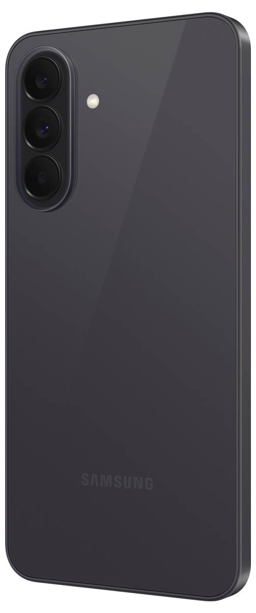 Samsung Galaxy A37 5G Smartphone aufrecht dargestellt mit einem rosa-lavendelfarben Farbverlauf auf dem Bildschirm und 