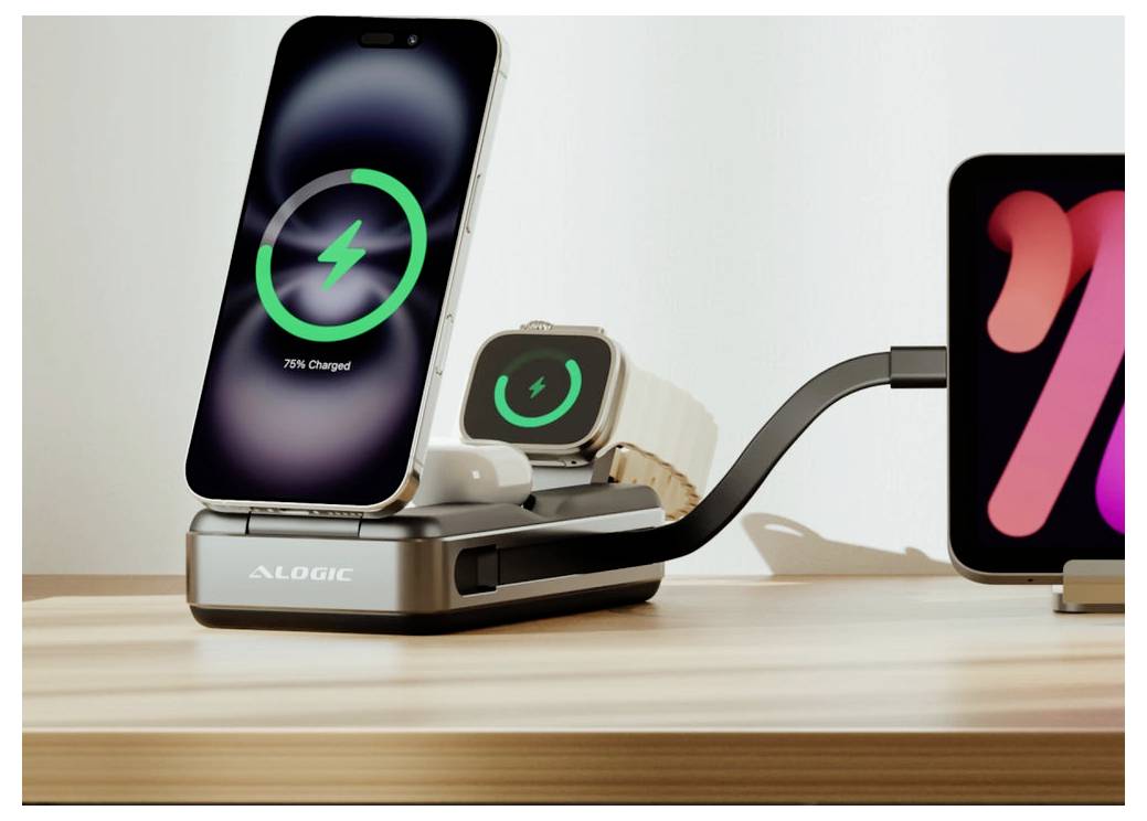 Alogic Roam 6-in-1 Powerbank Powerbank 21000 mAh Qi Wireless Charging, Magsafe Schwarz