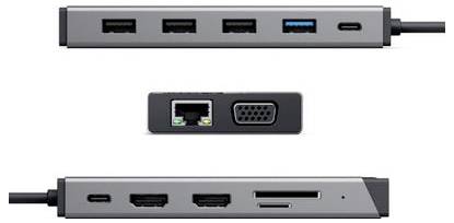 Alogic Notebook Dockingstation 12-in-1 USB-C PD DV3 laptop-dockingstation & portreplikator